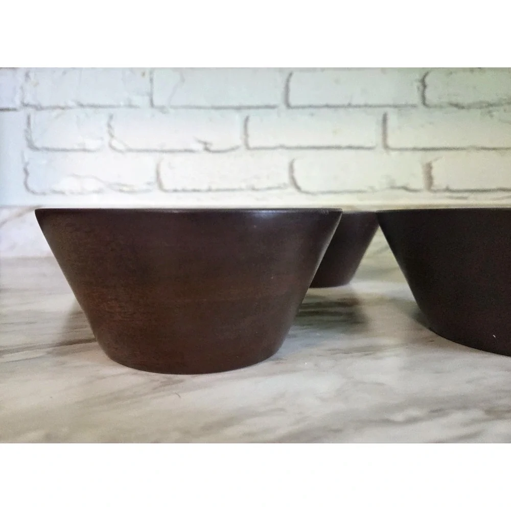 Vintage 5 Wooden‎ Turned Walnut Salad Bowls Puerto Rico Rosario Wood Turning